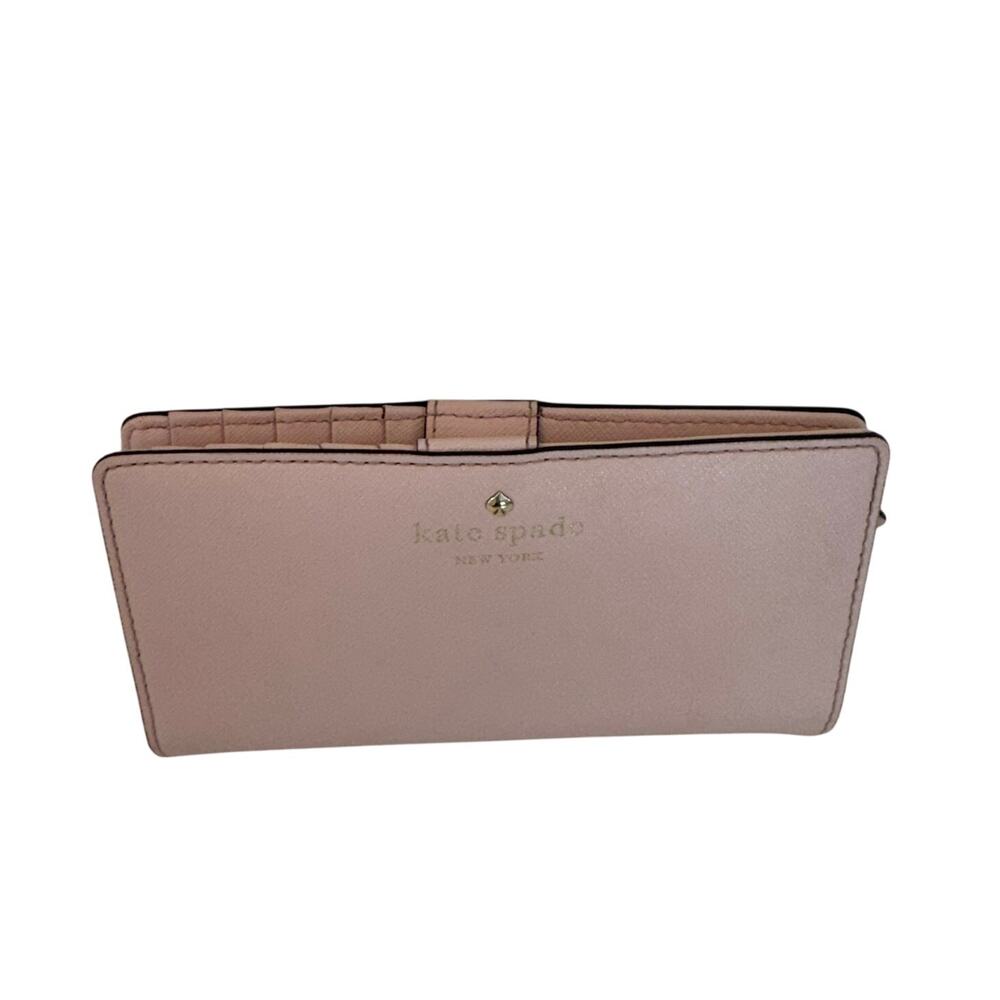 Kate Spade Stacy Large Slim Bifold Saffiano Leather Wallet Light Pink